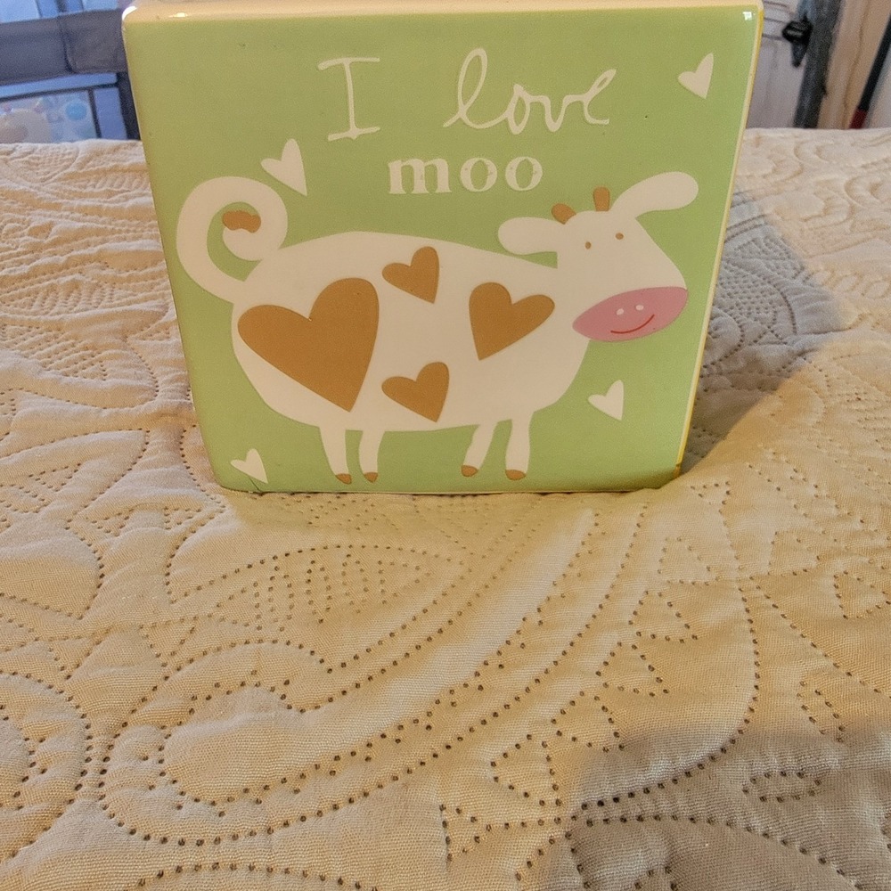 Sandra Magsamen Flower Ceramic Cube "I Love You" Puns By Owl Cow Giraffe Bird